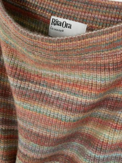 Online Gestreifter „Rita Ora“ Strick-Midirock Zum Kombinieren Damen Röcke