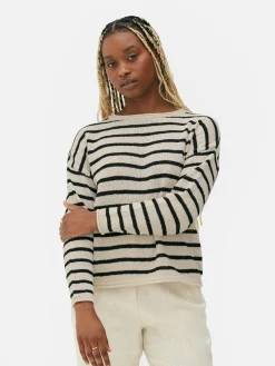 Sale Gestreifter Strickpullover Damen Pullover Und Cardigans