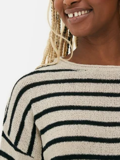 Sale Gestreifter Strickpullover Damen Pullover Und Cardigans