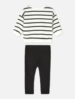 Hot Gestreiftes Sweatshirt Und Gerippte Leggings Im Set Sets Und Outfits