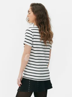 Discount Gestreiftes T-Shirt Mit Rundhalsausschnitt Damen Tops Und T-Shirts