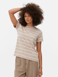 Gestreiftes T-Shirt Mit Rundhalsausschnitt Damen Tops Und T-Shirts