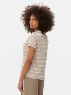 Gestreiftes T-Shirt Mit Rundhalsausschnitt Damen Tops Und T-Shirts