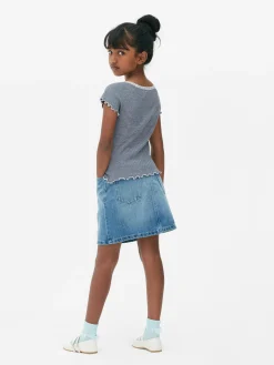 Best Gestreiftes T-Shirt Mit Spitzenbesatz Kinder Tops Und T-Shirts