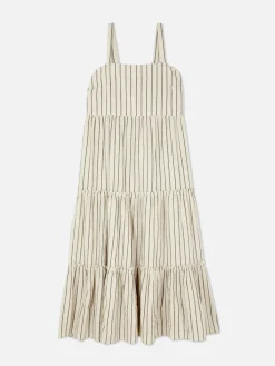 Gestuftes Maxikleid Mit Streifen Damen Kleider