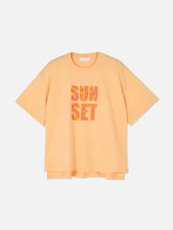 Outlet Grafik-T-Shirt Mit Geradem Schnitt Damen Tops Und T-Shirts