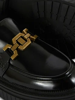 New Grobe Loafer Mit Kettendetail Damen Flache Schuhe