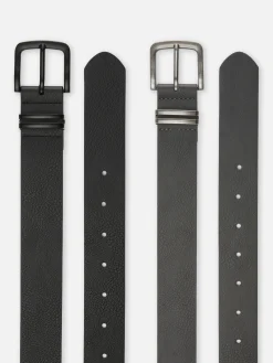 Hot Gürtel Aus Strukturiertem Kunstleder, 2er-Pack Herren Gürtel