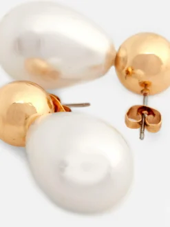 New Hängeohrringe Mit Kunstperlen Damen Schmuck