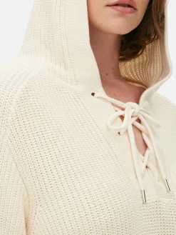 Sale Hoodie Mit Schnürausschnitt Damen Pullover Und Cardigans