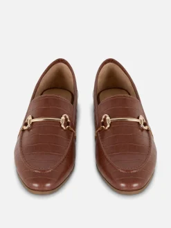 Clearance Horsebit-Loafer Aus Kunstleder Damen Flache Schuhe