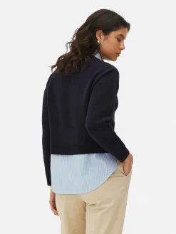 Online 2-in-1-Set Aus Strickpullover Mit Slogan Und Hemd Damen Pullover Und Cardigans