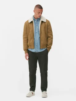 Discount Jacke In Wildleder-Optik Mit Borg-Kragen Herren Jacken Und Mäntel