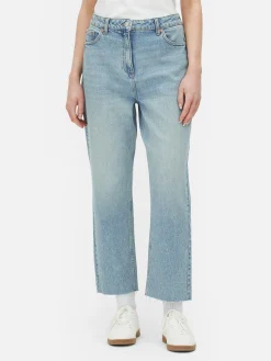 Jeans Mit Verkürztem Saum Und Geradem Bein Damen Denim|Jeans