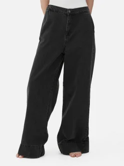 Online Jeans Mit Weitem Bein Und Elastikbund Damen Denim|Jeans