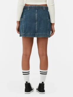 Jeans-Minirock In Wickeloptik Damen Röcke