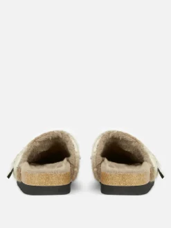 Karierte „Rita Ora“ Clog-Mules Mit Kunstfellfutter Damen Hausschuhe|Hausschuhe