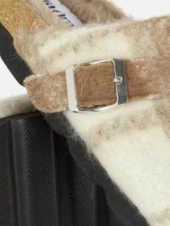 Karierte „Rita Ora“ Clog-Mules Mit Kunstfellfutter Damen Hausschuhe|Hausschuhe