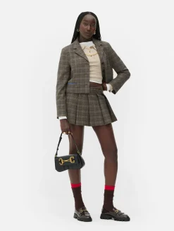 Hot Karierter „Rita Ora“ Mini-Skort Mit Trensendetails Damen Shorts|Röcke