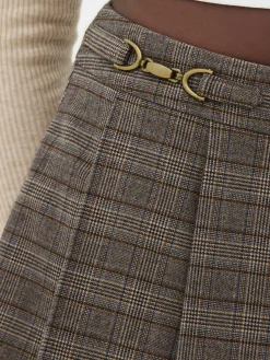 Hot Karierter „Rita Ora“ Mini-Skort Mit Trensendetails Damen Shorts|Röcke