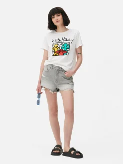 „Keith Haring“ T-Shirt Mit Grafik Damen Tops Und T-Shirts