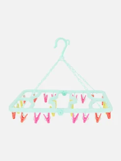 Outlet Klappbarer Wäscheständer Mit 24 Klammern Wandaufbewahrung Und Hängelösungen