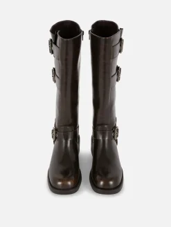 Sale Kniehohe „Rita Ora“ Bikerstiefel Damen Stiefel