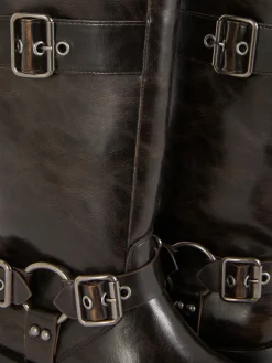 Sale Kniehohe „Rita Ora“ Bikerstiefel Damen Stiefel