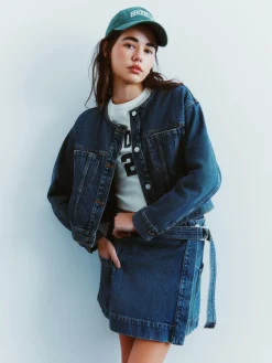 Online Kragenlose Jeansjacke Damen Denim|Jacken Und Mäntel