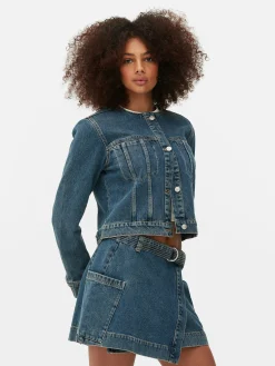 Online Kragenlose Jeansjacke Damen Denim|Jacken Und Mäntel