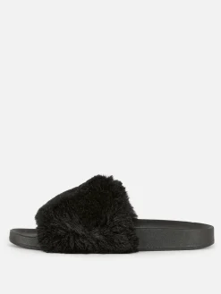 Kunstfell-Badesandalen Damen Flipflops Und Badesandalen