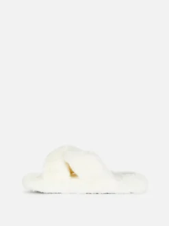 New Kunstfell-Hausschuhe Mit überkreuzten Riemen Kinder Hausschuhe