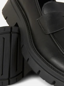 New Kunstleder-Loafer Mit Dicker Sohle Damen Flache Schuhe