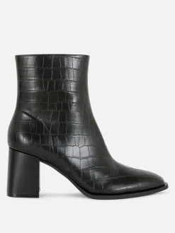 Online Kunstlederstiefel In Kroko-Optik Mit Absatz Damen Stiefel