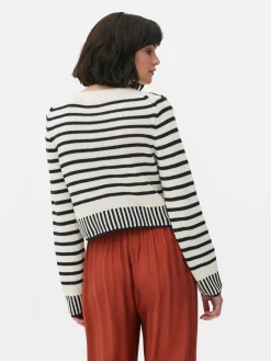 Hot Kurzer Cardigan Mit Streifen Damen Pullover Und Cardigans