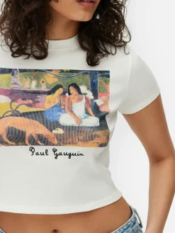 Online Kurzes, Geripptes „Paul Gauguin“ T-Shirt Damen Grafik-T-Shirts Und -Sweatshirts|Tops Und T-Shirts