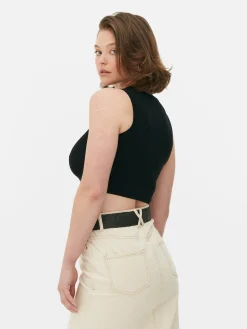 Best Kurzes, Geripptes Tanktop Mit Rundhalsausschnitt Damen Tops Und T-Shirts