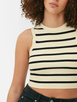 Hot Kurzes, Geripptes Tanktop Mit Rundhalsausschnitt Damen Tops Und T-Shirts