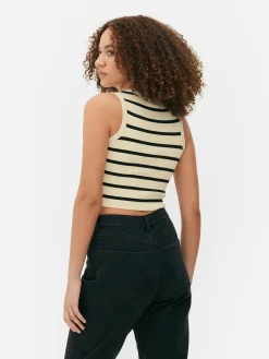 Hot Kurzes, Geripptes Tanktop Mit Rundhalsausschnitt Damen Tops Und T-Shirts