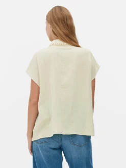 Best Kurzärmelige Bluse Mit Häkelbesatz Damen Blusen