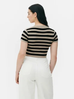 Clearance Kurzärmeliger, Bauchfreier Pullover Damen Pullover Und Cardigans