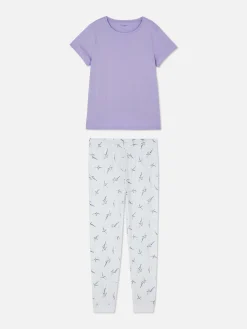 Clearance Kurzärmeliger Jersey-Schlafanzug Mit Print Damen Schlafanzüge