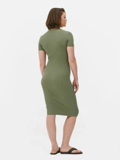 Sale Kurzärmeliges Midi-Pulloverkleid Damen Kleider