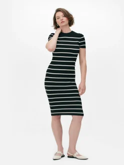 Online Kurzärmeliges Midi-Pulloverkleid Damen Kleider