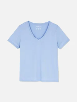 Sale Kurzärmeliges T-Shirt Mit V-Ausschnitt Damen Tops Und T-Shirts