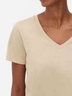 Sale Kurzärmeliges T-Shirt Mit V-Ausschnitt Damen Tops Und T-Shirts