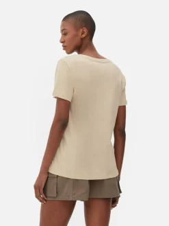 Sale Kurzärmeliges T-Shirt Mit V-Ausschnitt Damen Tops Und T-Shirts