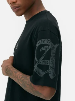 New „LA“ T-Shirt Mit Schriftzug Und Paisleymuster Herren Tops Und T-Shirts