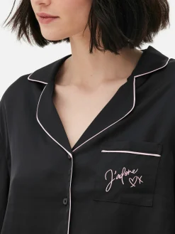 Best Langarm-Schlafanzug Aus Satin Damen Schlafanzüge