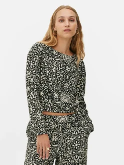 Discount Langarm-Top Mit Kordelzug Am Saum Zum Kombinieren Damen Blusen